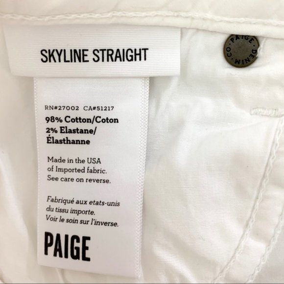 Paige Skyline Straight White Jeans Size 29 - Picture 6 of 7